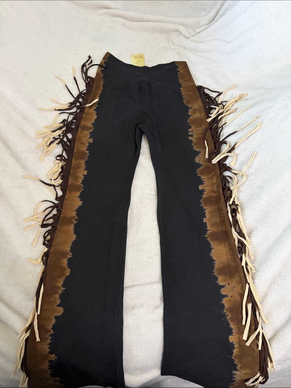 T Party Fashion Black with Brown Fringe Wide Leg Pants - Picture 3 of 3